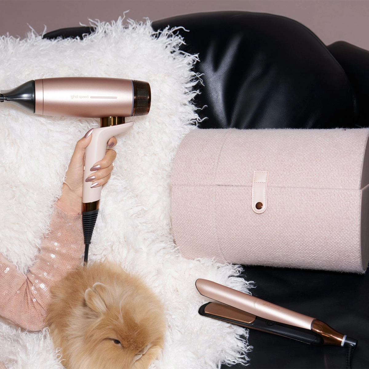 GHD Deluxe Hair Dryer &  Straightners Gift Set In Cashmere Beige